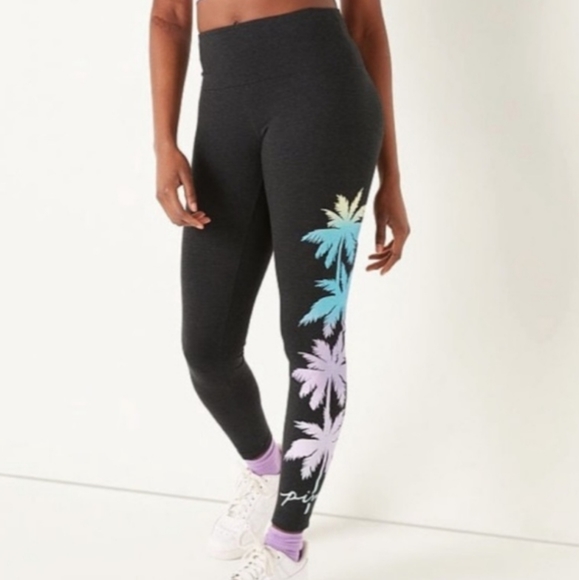 Vs pink shine palm tree cotton leggings, size xl. NWT. - Picture 2 of 12